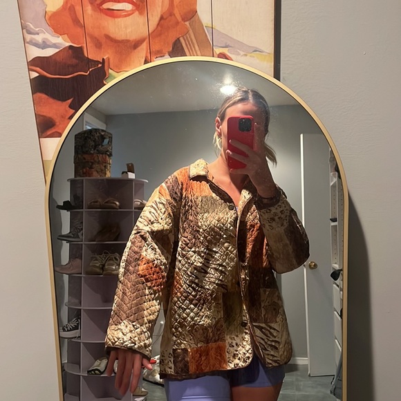 Vtg Alfred Dunner Silk Jacket Womens 2X Quilted Colorblock Animal Print Boho - Picture 7 of 7